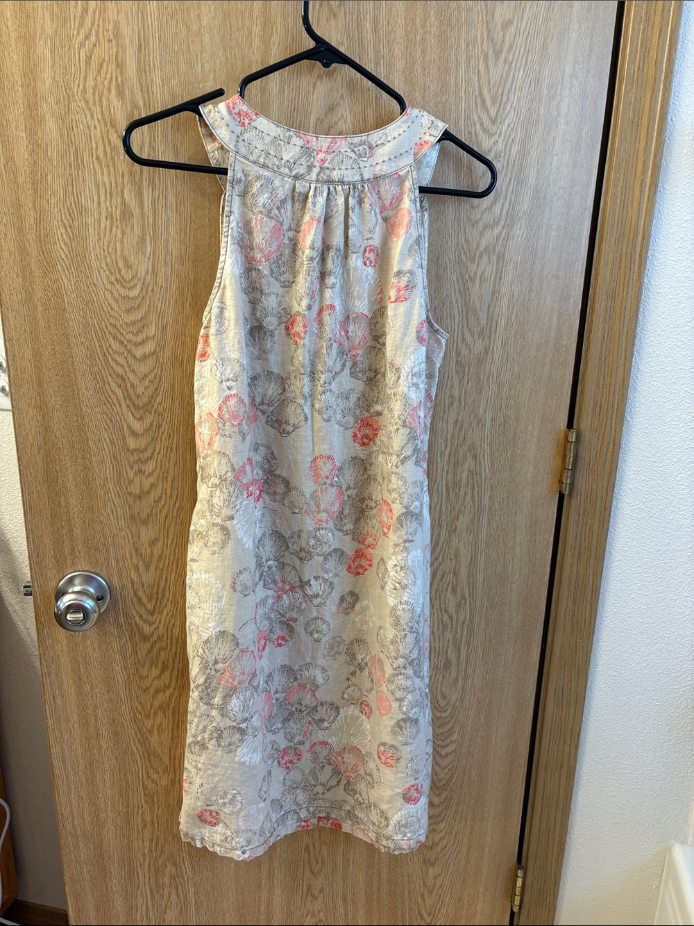 Tommy Bahama Linen Beige Floral Midi Dress with Coral Accents - Picture 3 of 4